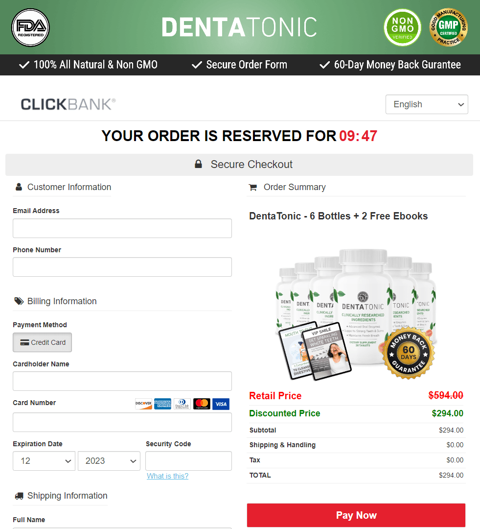 DentaTonic order page